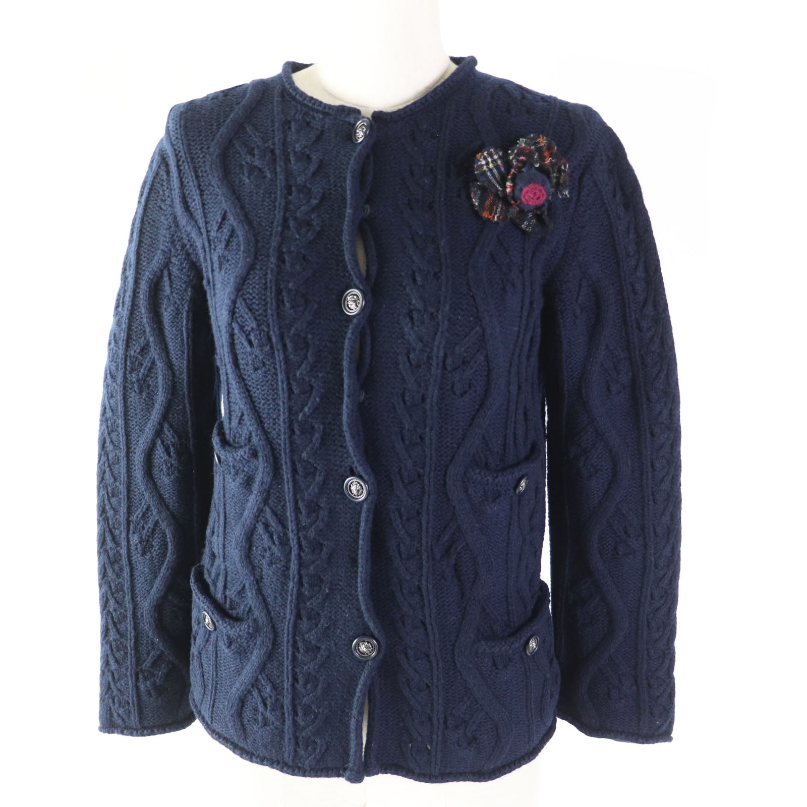 Chanel Cashmere Cable Knit igan Navy