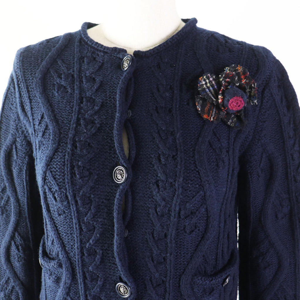 Chanel Cashmere Cable Knit igan Navy