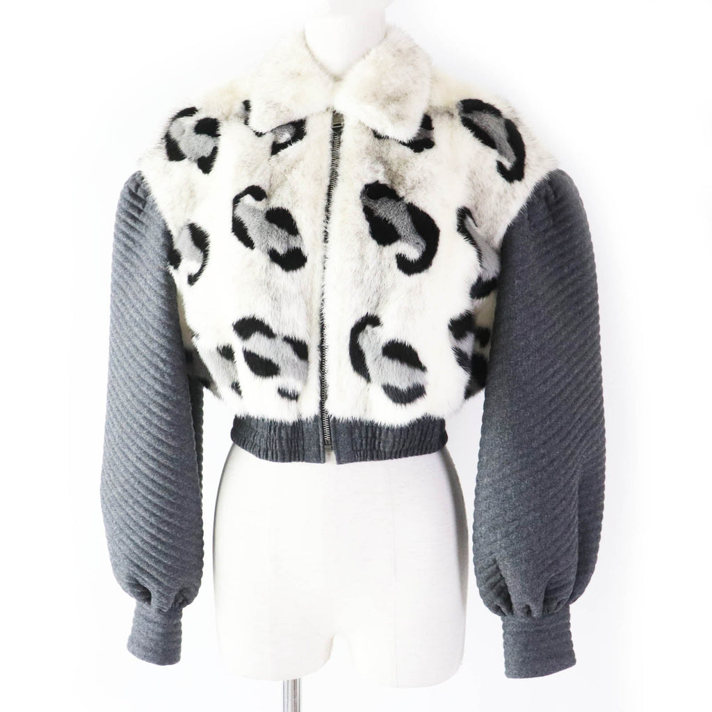 Fendi Mink Wool Leopard Zip-up Jacket Women