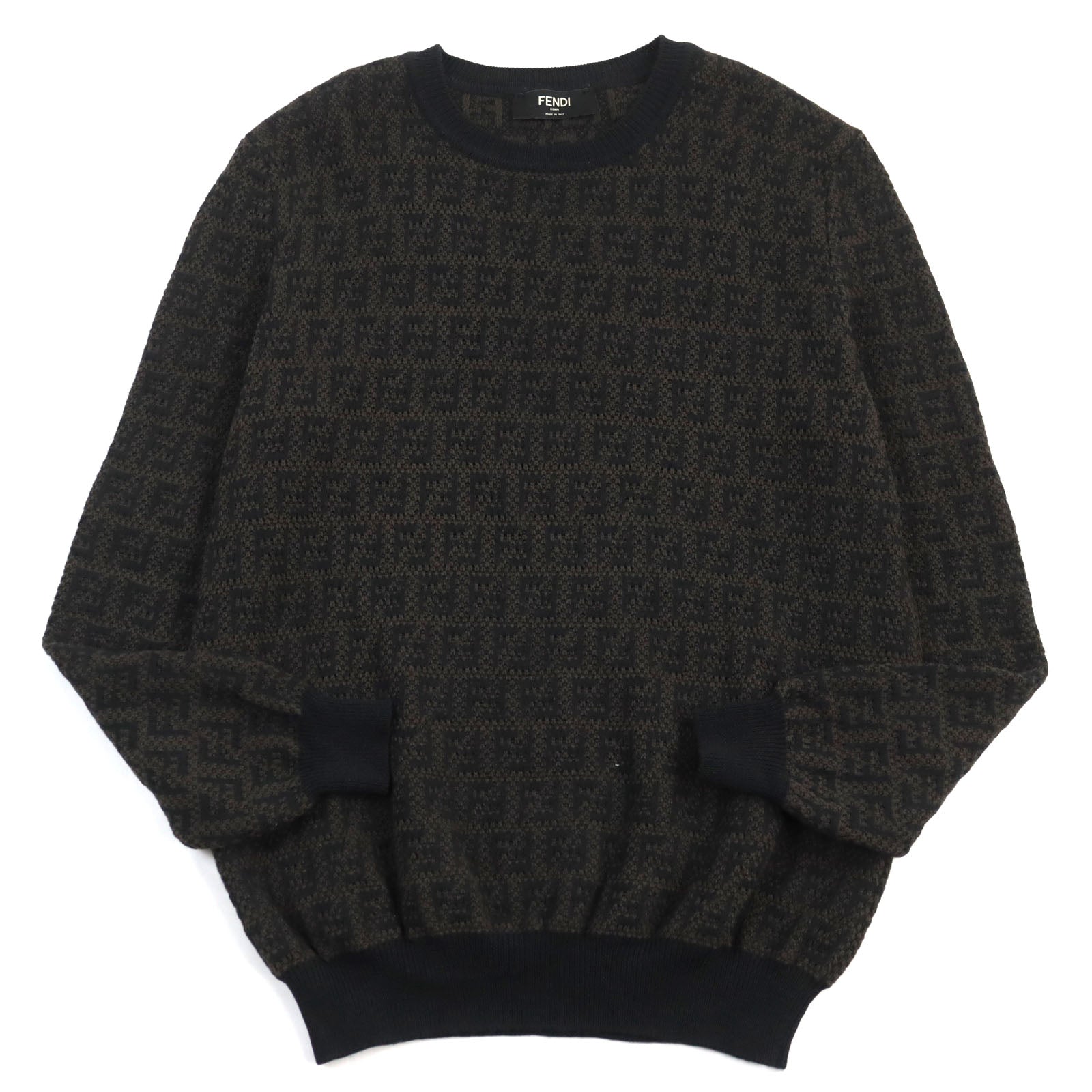 Fendi FF Logo Knit Pullover Wool Cotton Brown