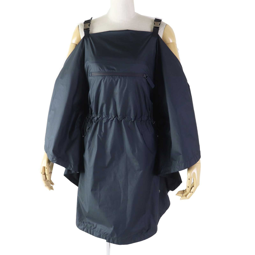 Dior Off Shoulder Drawstring Dress Navy XS