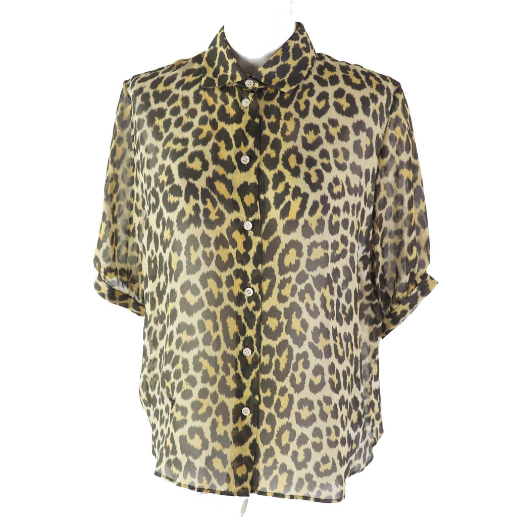 Dior Silk Bee Embroidery Leopard Shirt