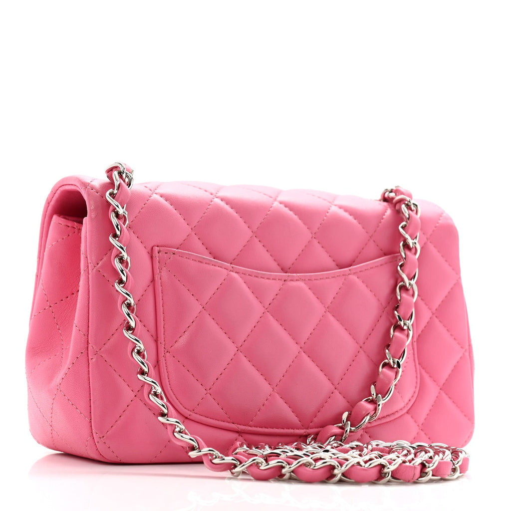 Lambskin Quilted Mini Rectangular Flap Pink