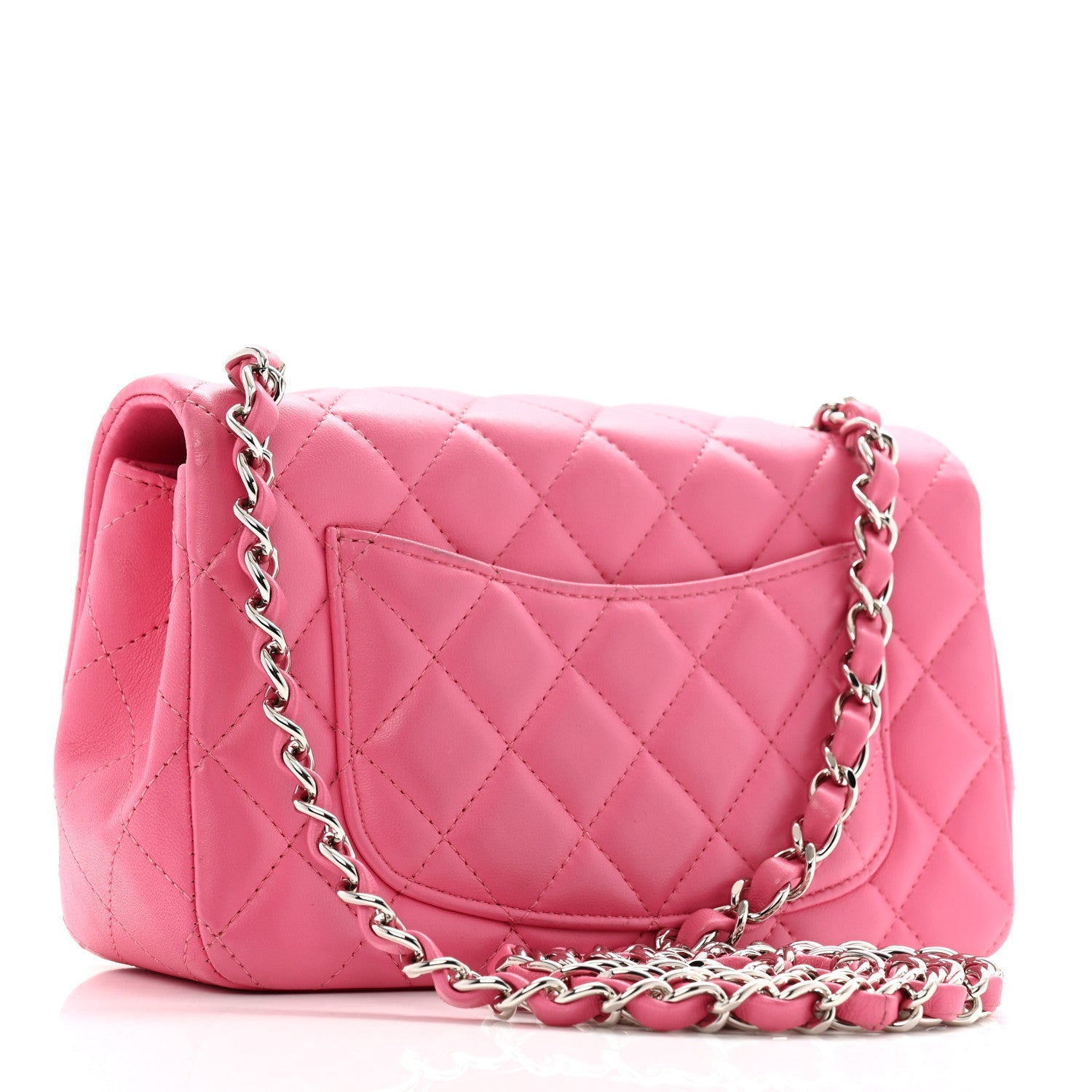 Lambskin Quilted Mini Rectangular Flap Pink