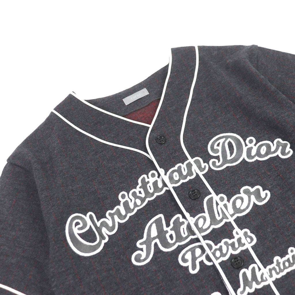 Dior Wool Cotton Striped Baseball Shirt S