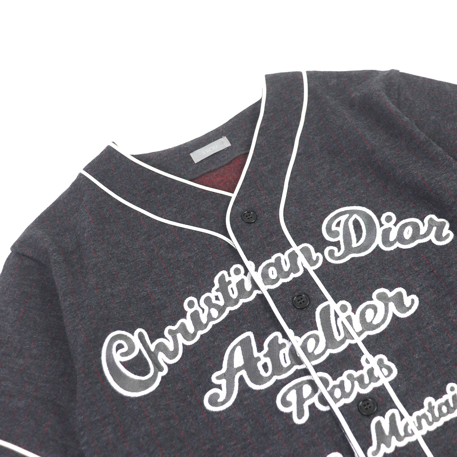 Dior Wool Cotton Striped Baseball Shirt S
