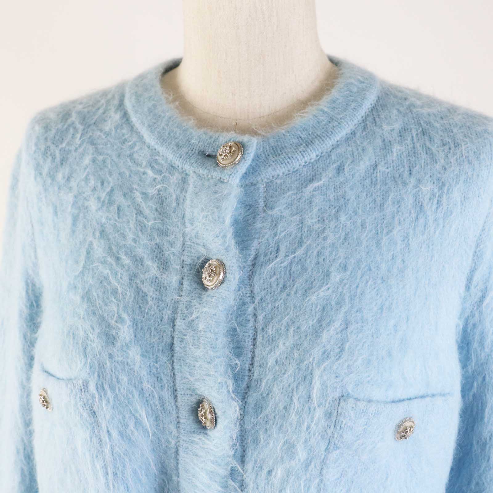 Chanel Cashmere Alpaca Knit igan 36 COCO Button