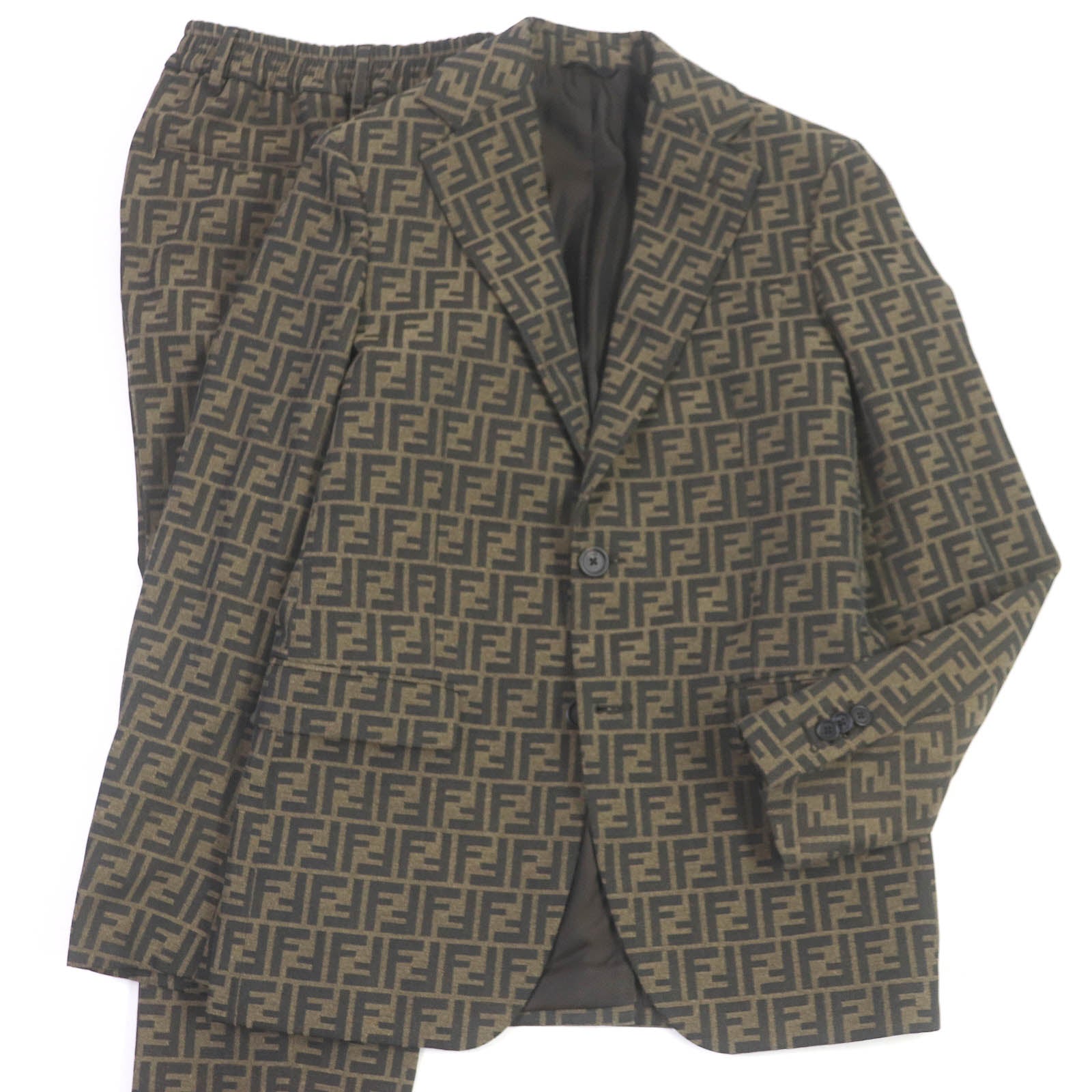 Fendi FF Logo Zucca Print Suit Brown 44