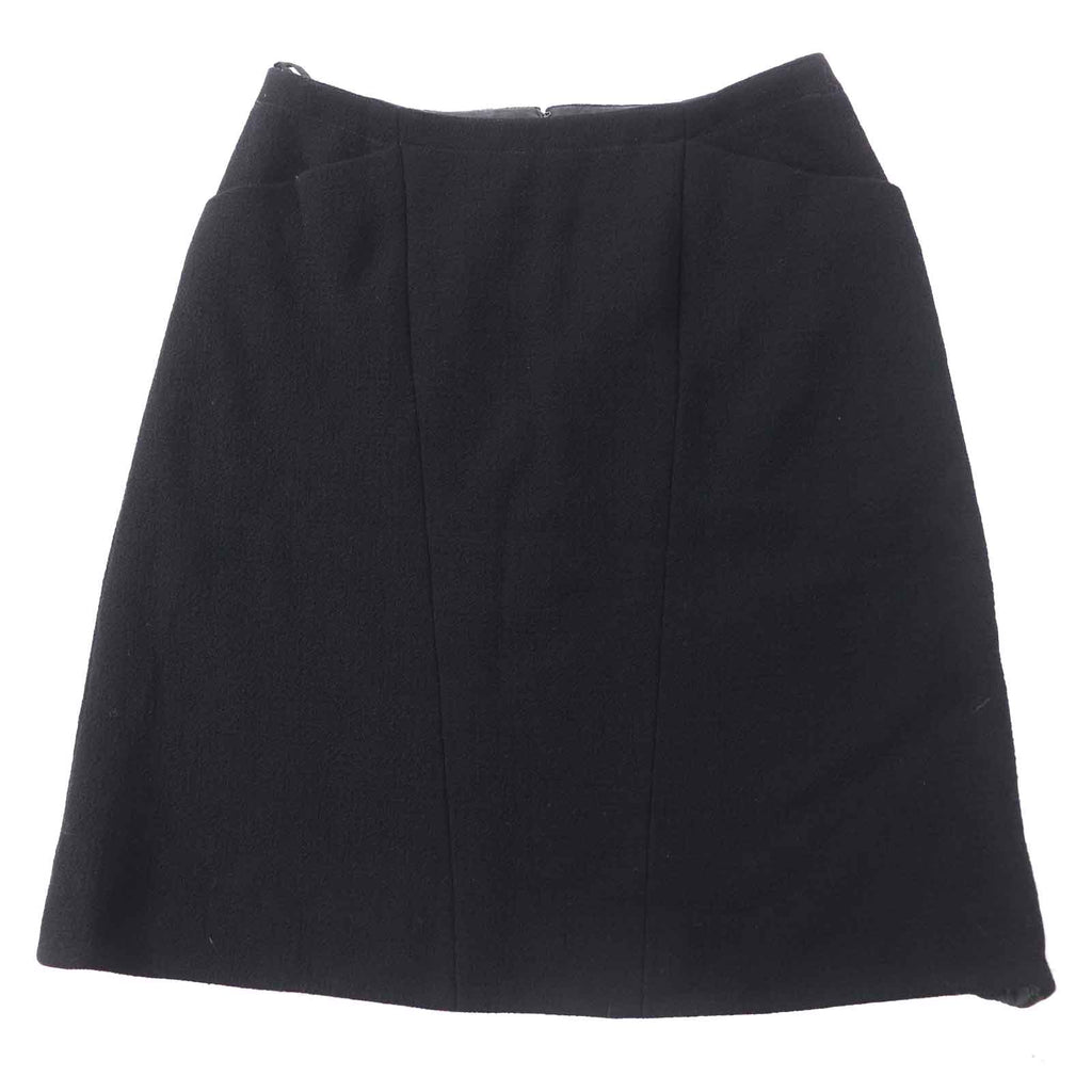 Chanel Vintage Wool Tweed Skirt Black 36