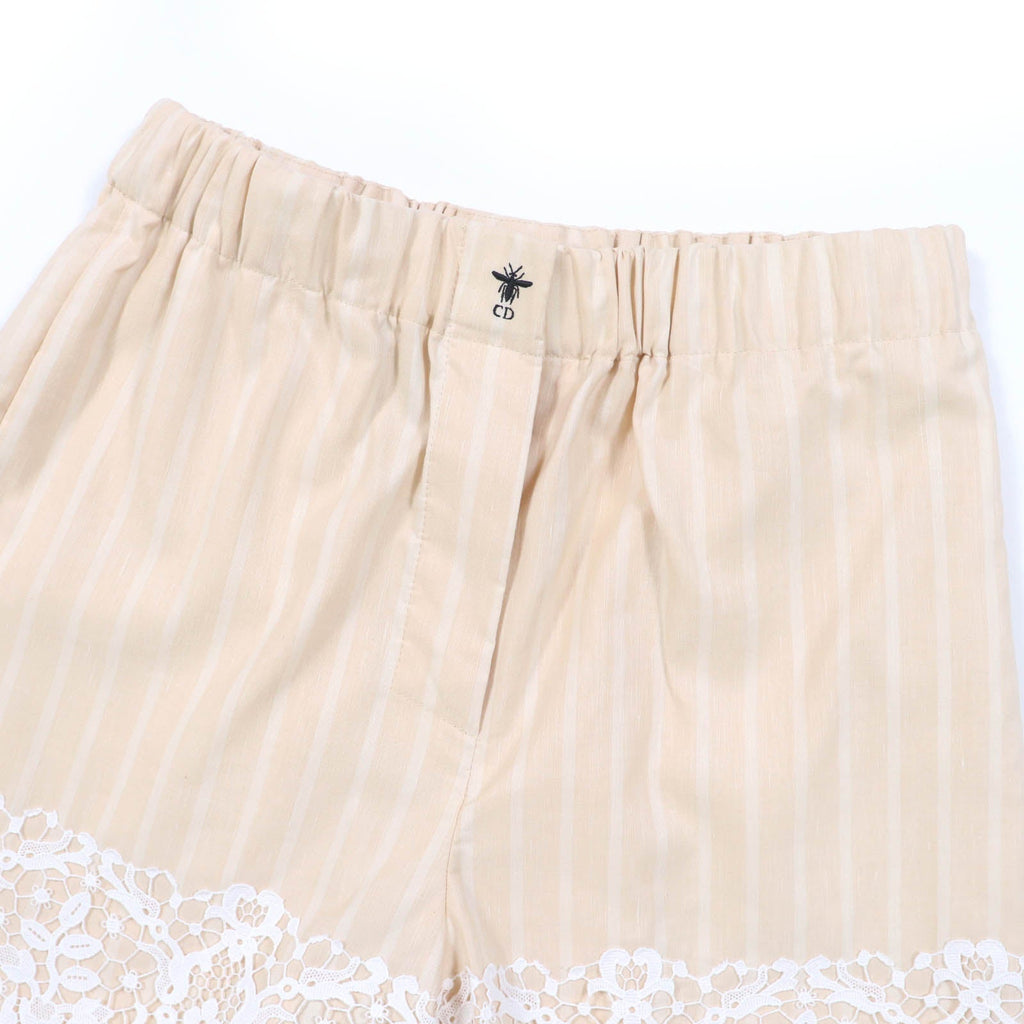 Christian Dior Bee embroidery Lace Stripe Shorts