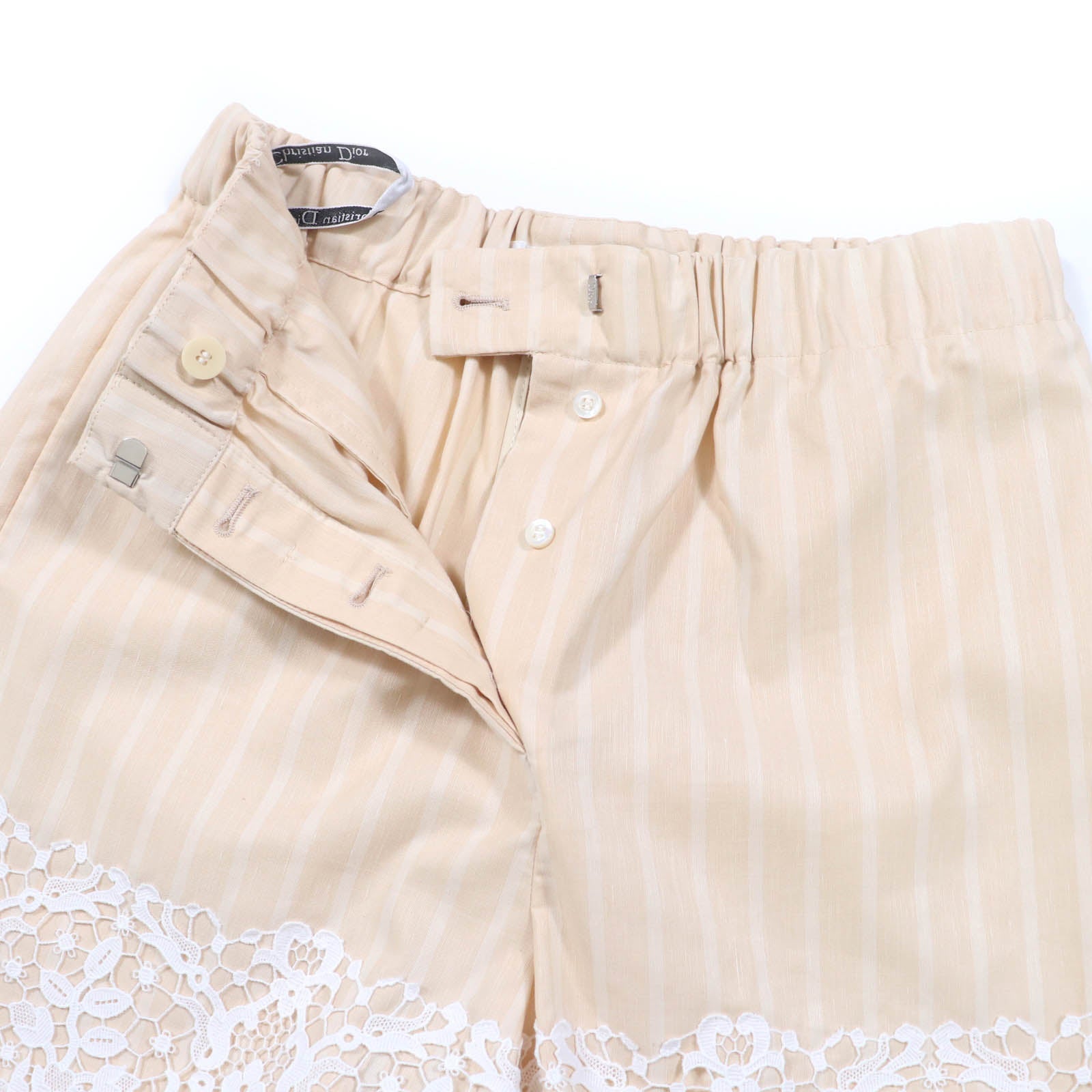 Christian Dior Bee embroidery Lace Stripe Shorts
