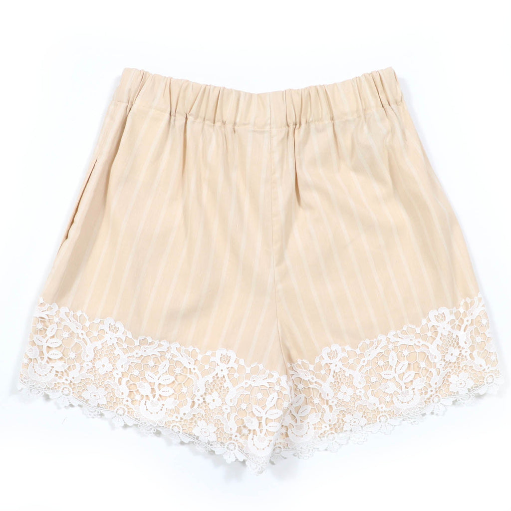 Christian Dior Bee embroidery Lace Stripe Shorts