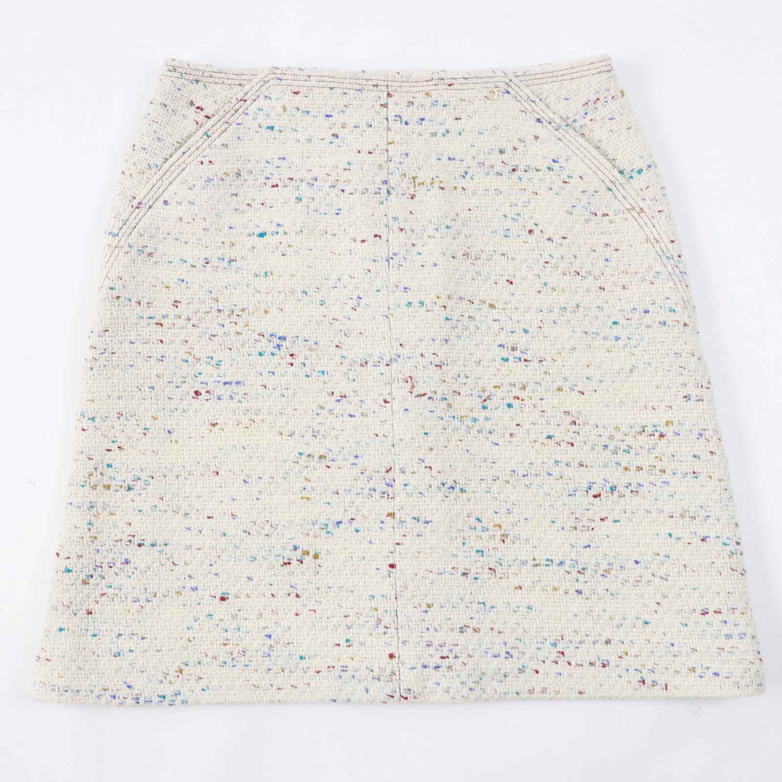 CHANEL Vintage Wool Nylon Trapezoid Skirt 46
