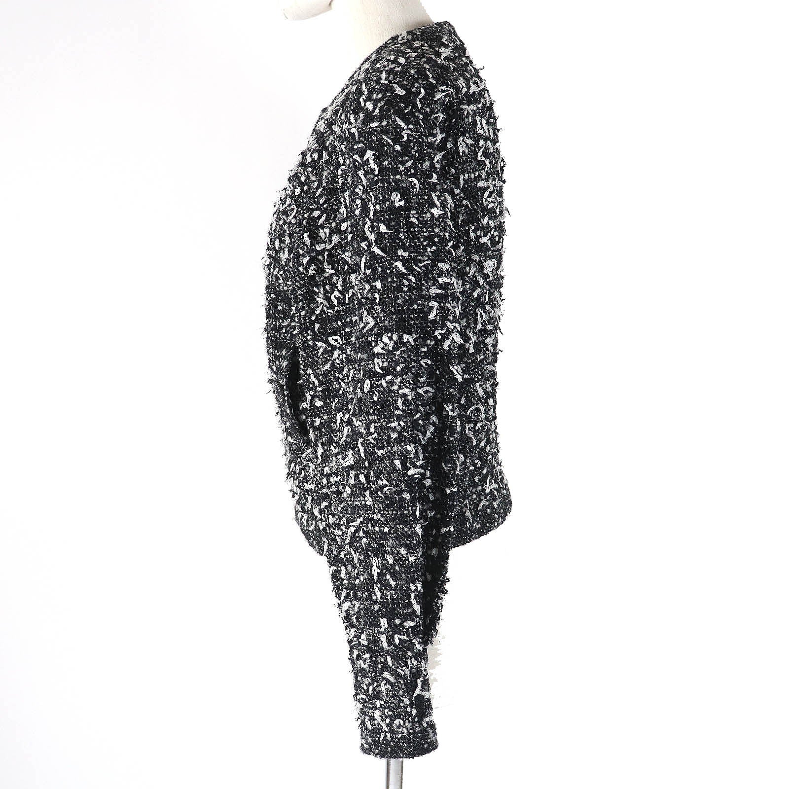 Chanel Wool Nylon Tweed No Collar Zip Jacket 34