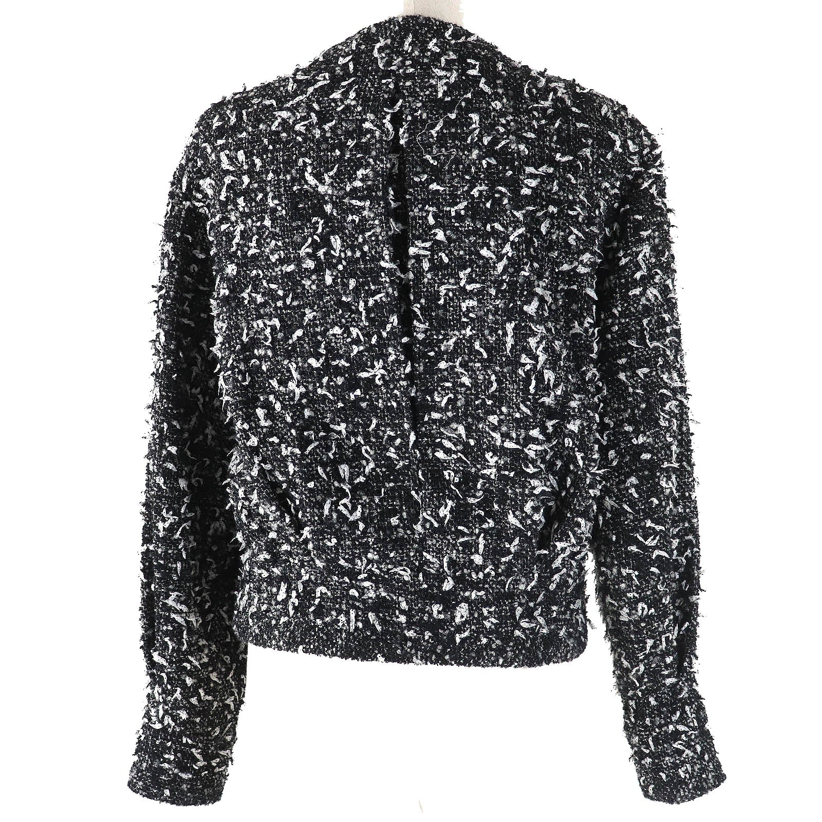 Chanel Wool Nylon Tweed No Collar Zip Jacket 34