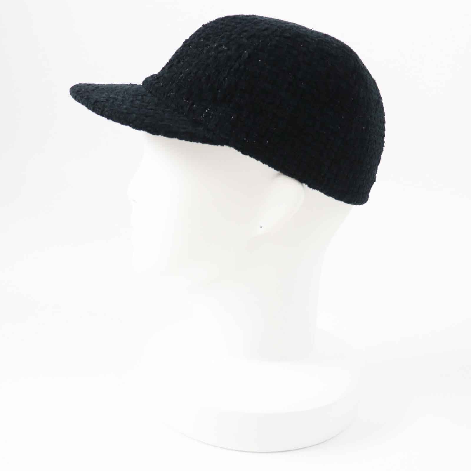 Chanel COCO Mark Tweed Cap Black M