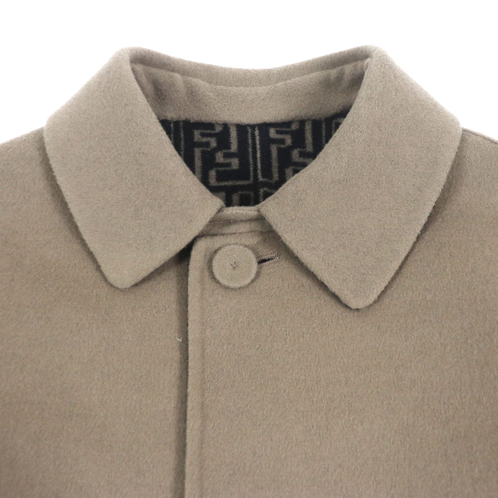 Fendi Wool Silk Reversible Trench Coat Brown Black