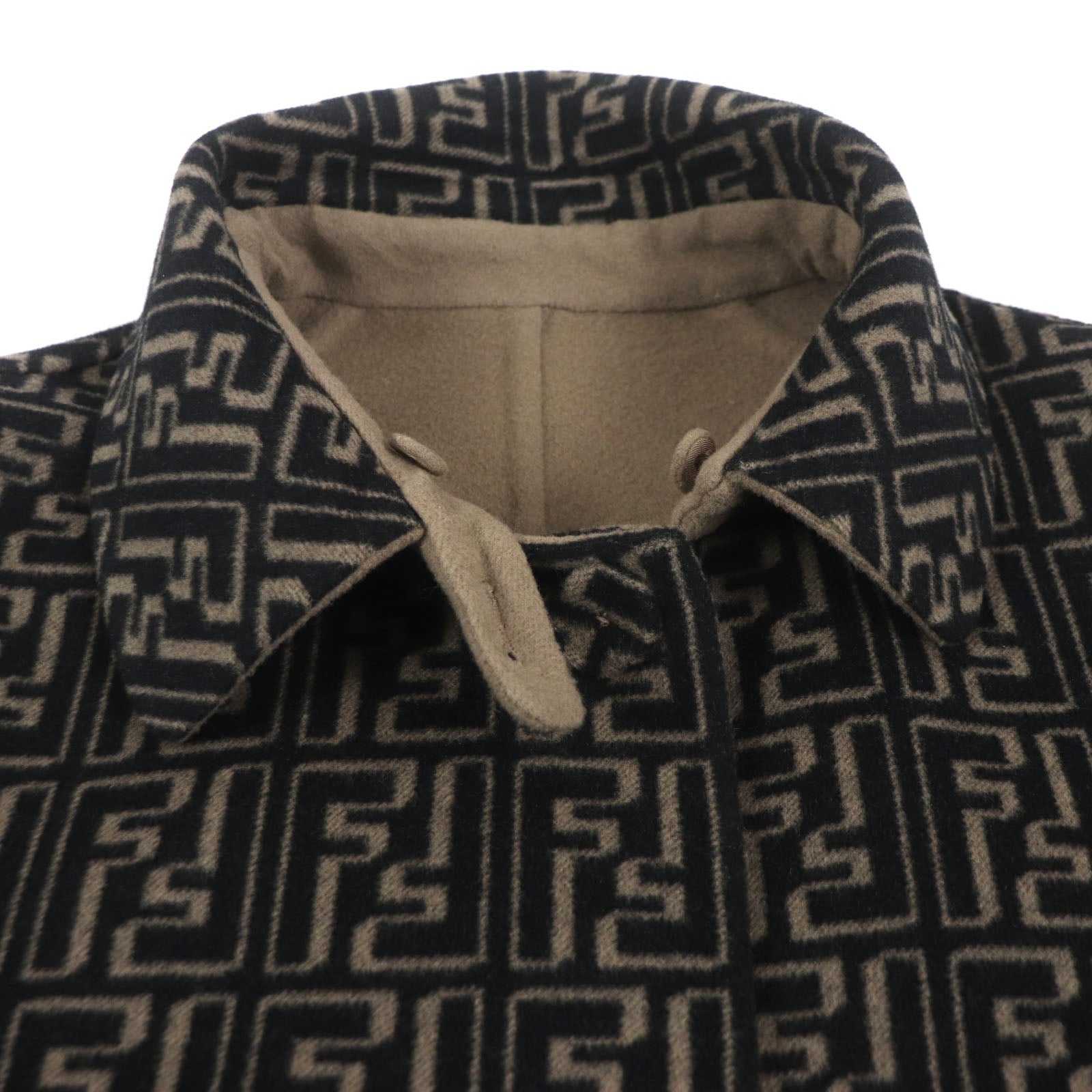 Fendi Wool Silk Reversible Trench Coat Brown Black