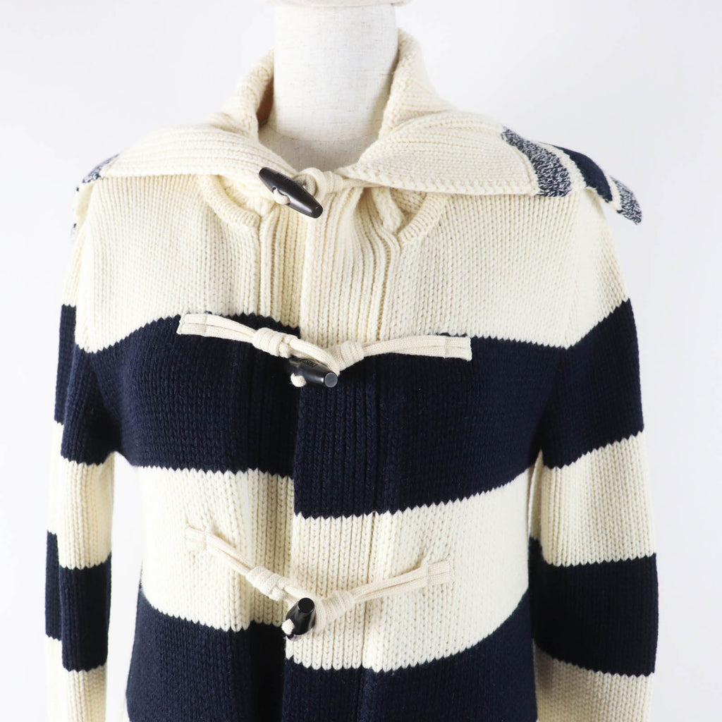 Christian Dior Dior Mariniere Motif Logo Toggle Button Sailor Collar Technical Logo Embroidery Wool Cashmere Knit Coat