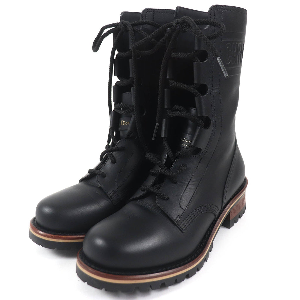 Dior Leather Combat Boots Black 35.5 Women