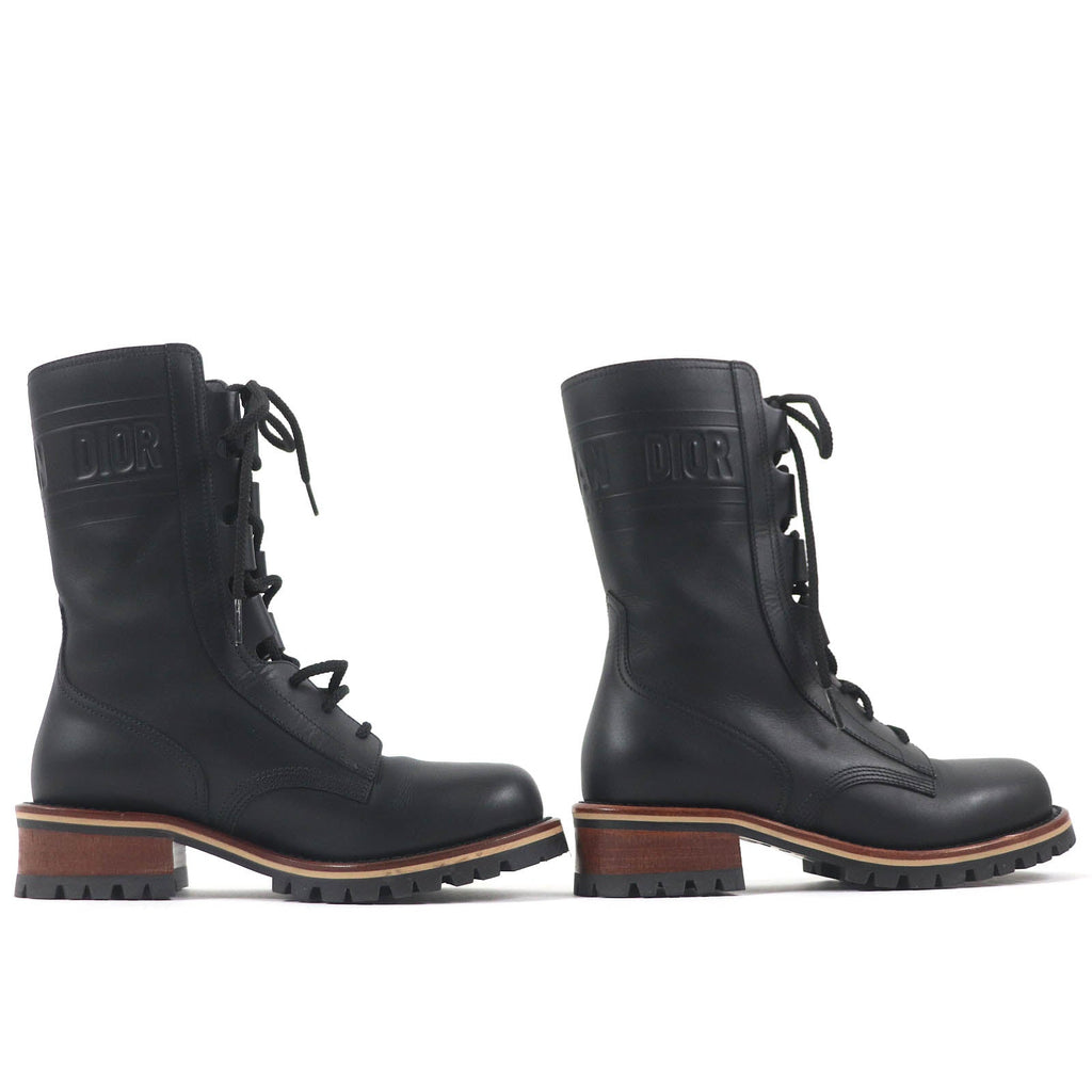 Dior Leather Combat Boots Black 35.5 Women