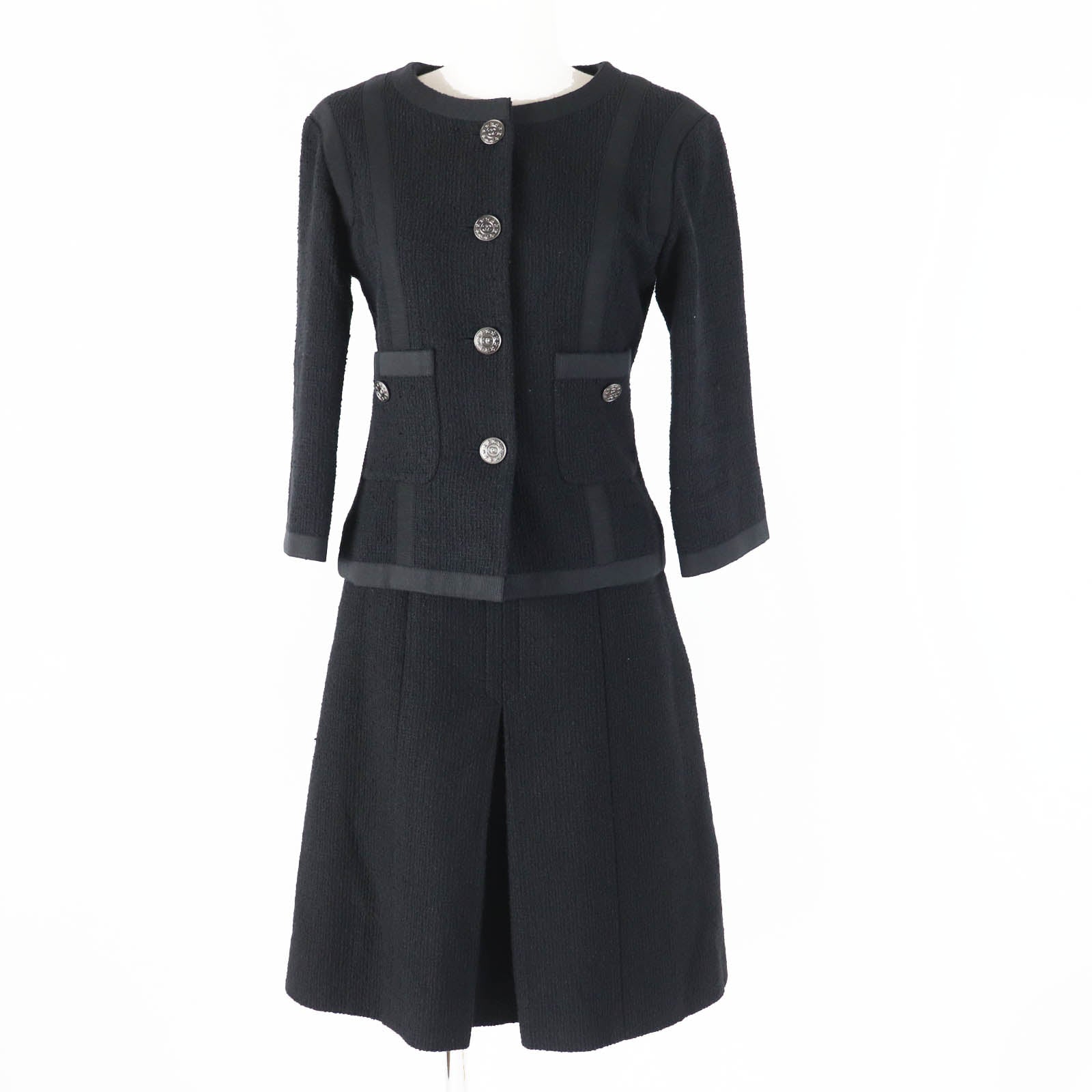 Chanel Cotton Silk Tweed Setup Black 36
