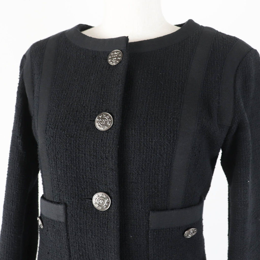 Chanel Cotton Silk Tweed Setup Black 36