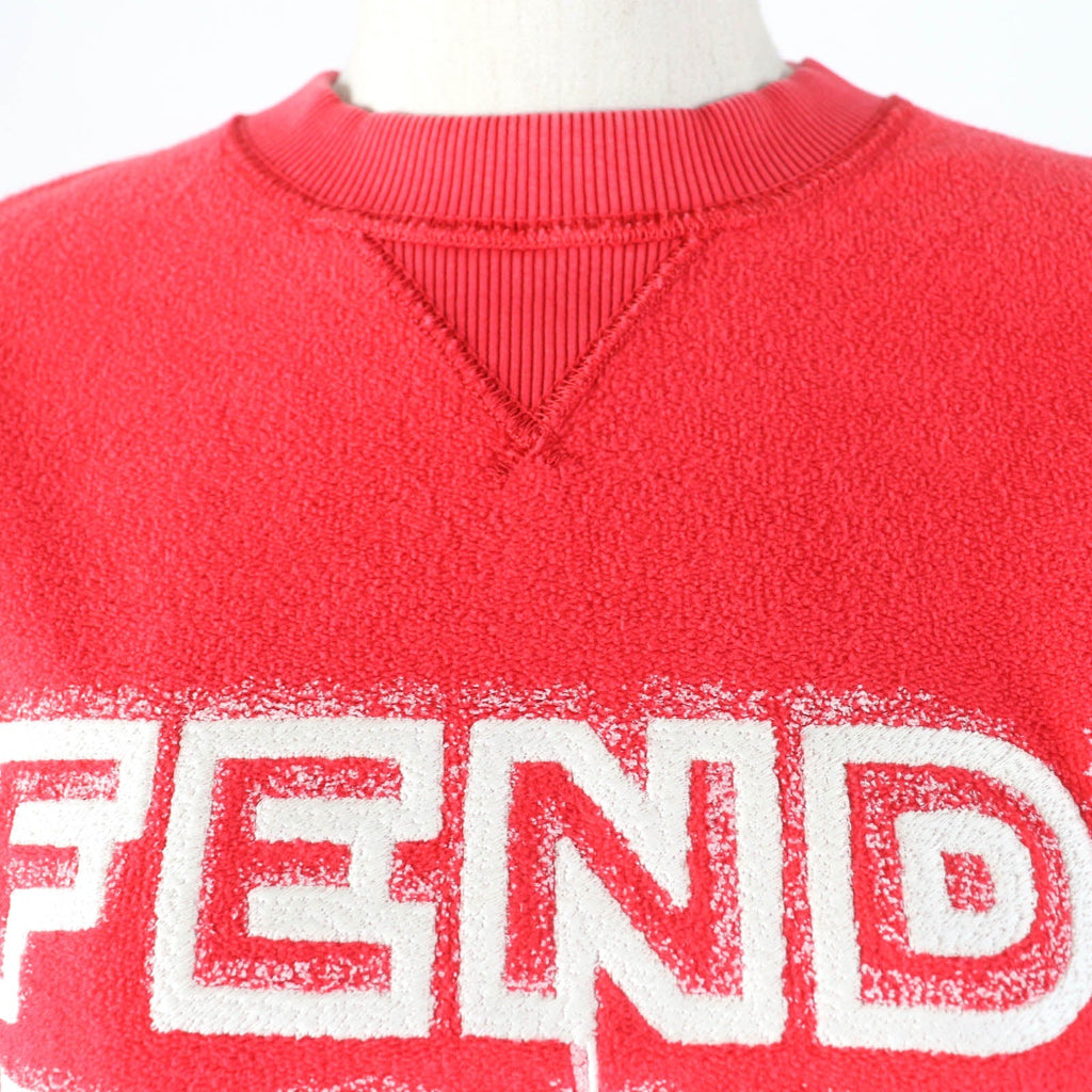Fendi Logo Sweatshirt XXS Red Cotton Side Zip