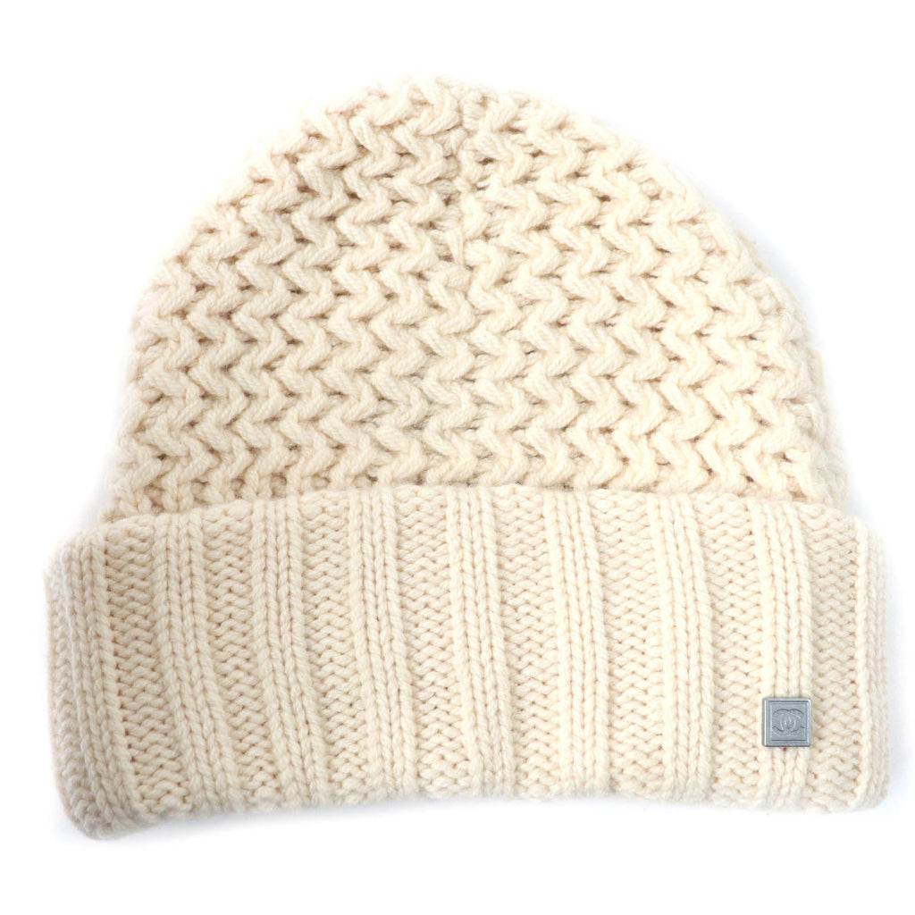 Chanel Cashmere COCO Mark Knit Hat Women