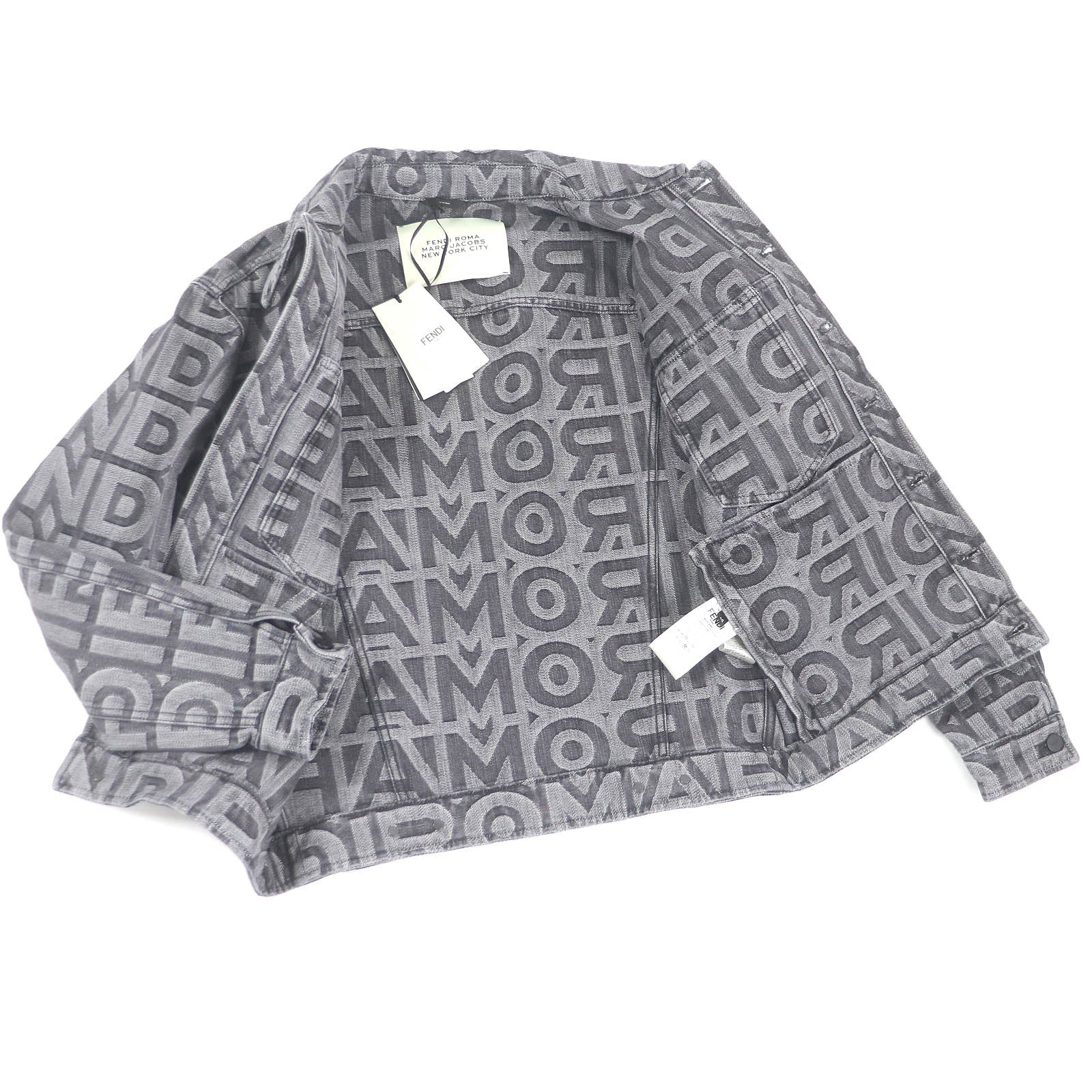 Fendi Marc Jacobs Logo Trucker Jacket Black