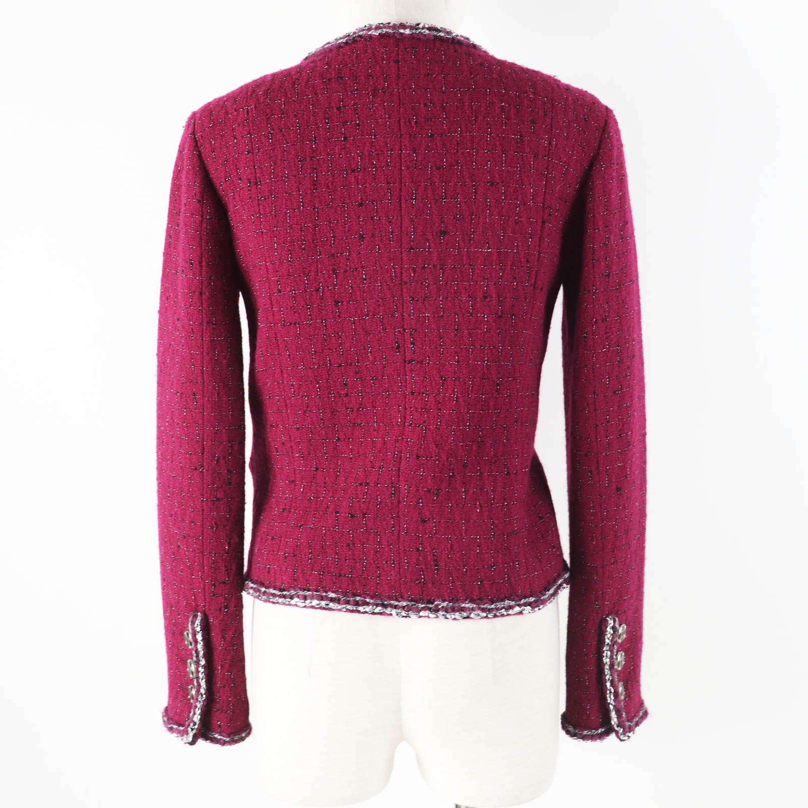 Chanel Wool Viscose Jacket Burgundy Black White