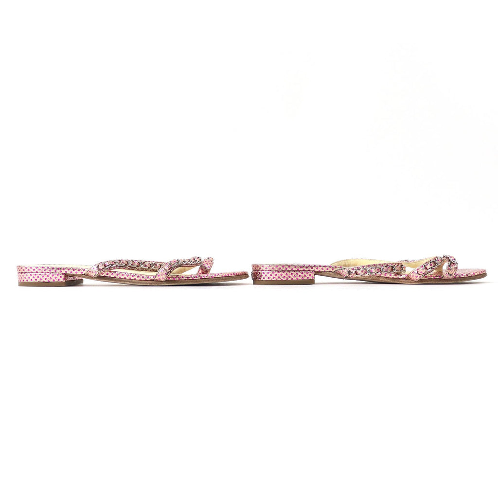 Chanel COCO Chain Flat Sandals Pink 35.5