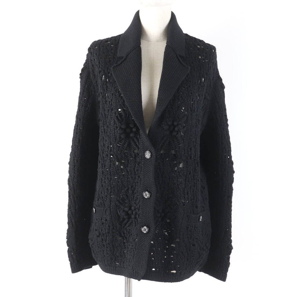 Chanel Cashmere igan COCO Mark Button Black