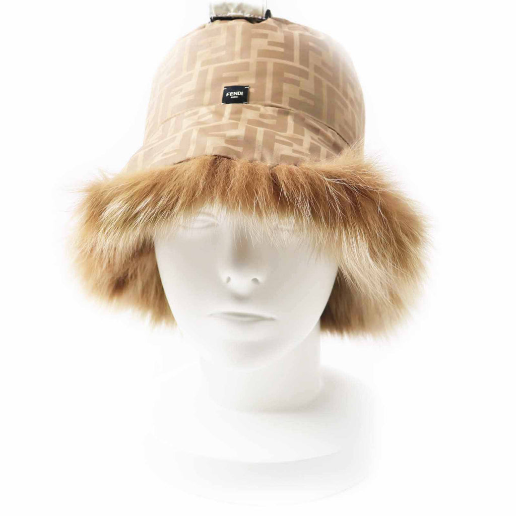 Fendi Zucca Pattern Fox Bucket Hat