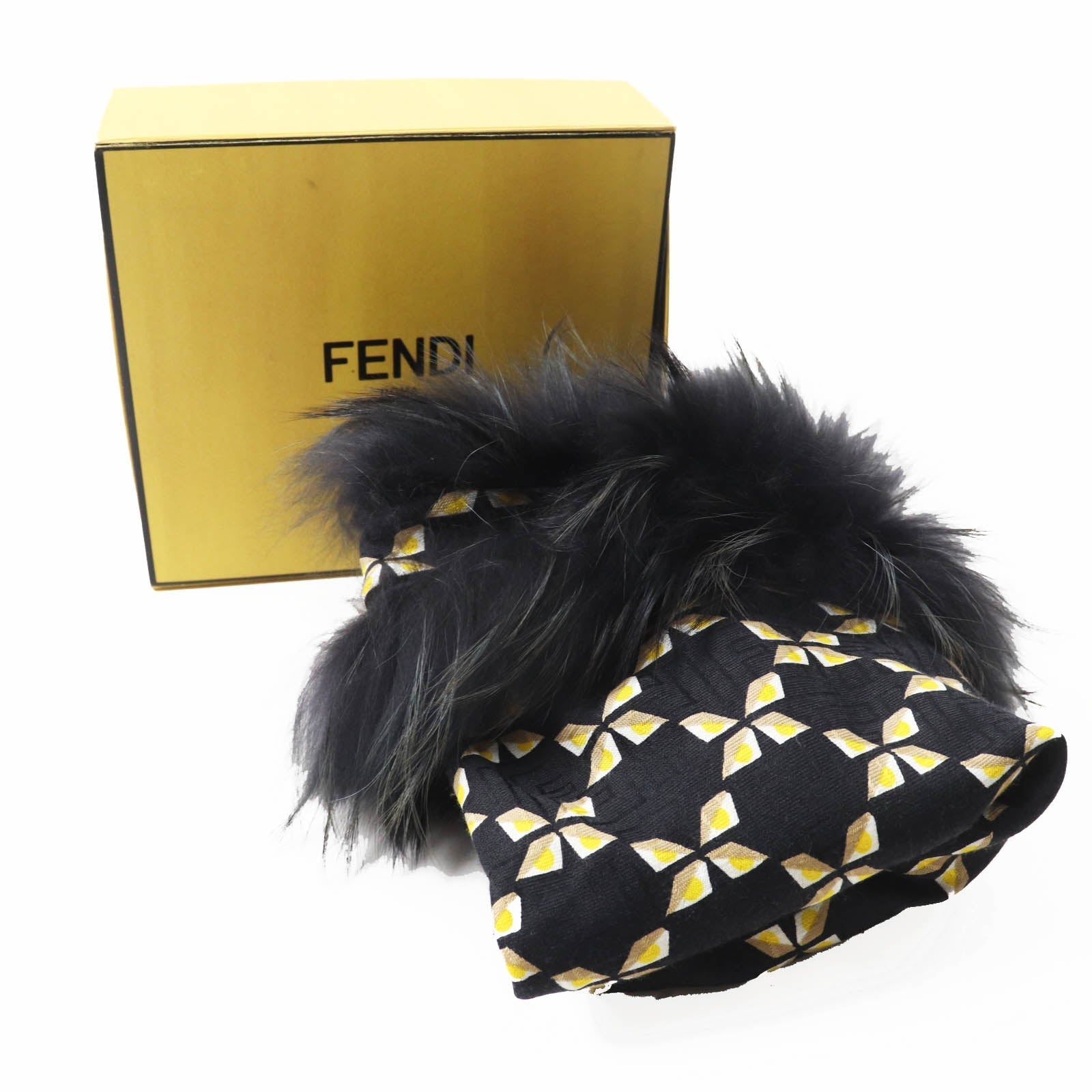 Fendi Zucca Pattern Silk Wool Scarf