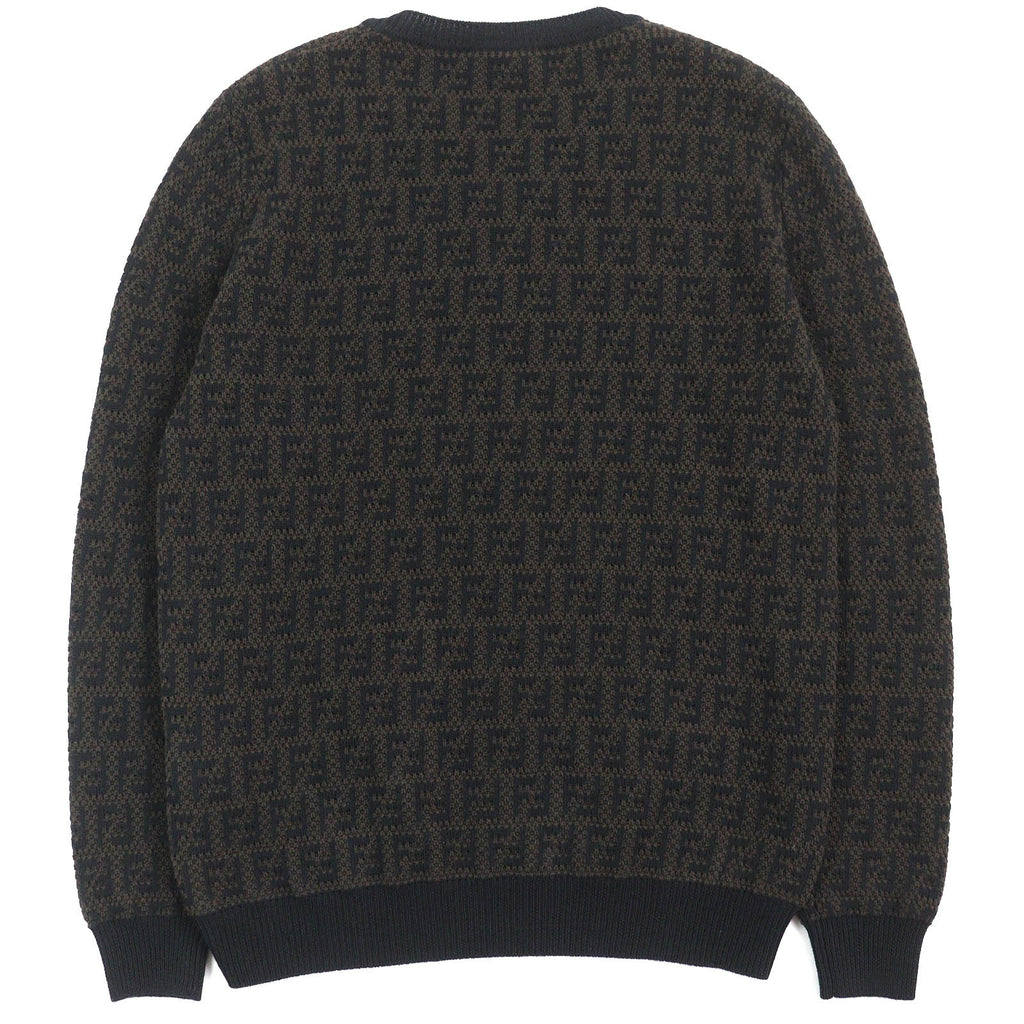Fendi Wool Cotton Cashmere FF Logo Crew Neck Sweater