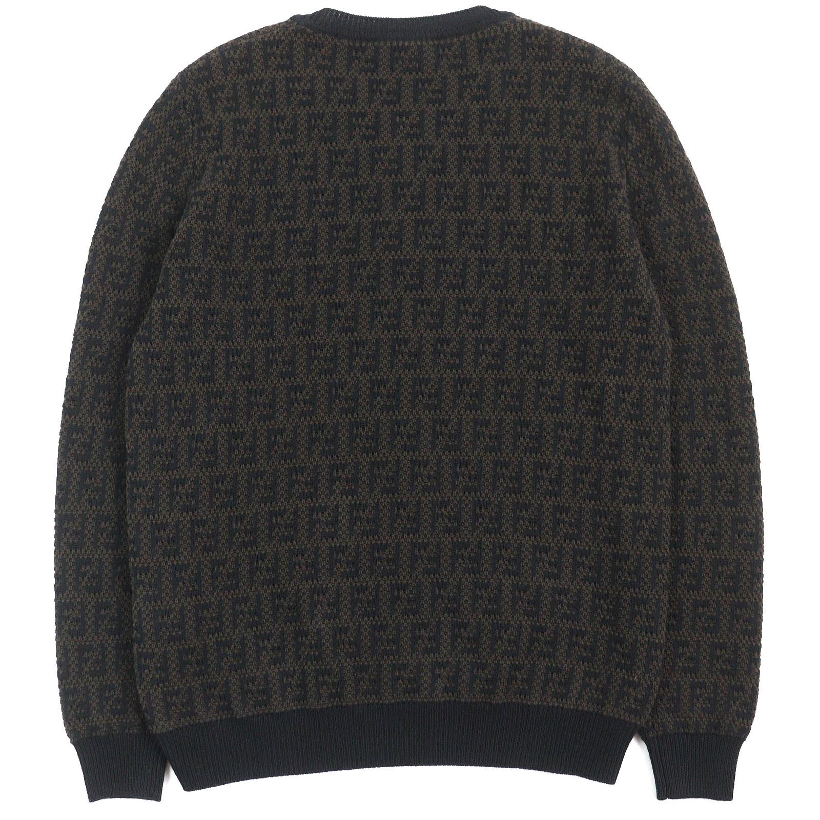 Fendi Wool Cotton Cashmere FF Logo Crew Neck Sweater