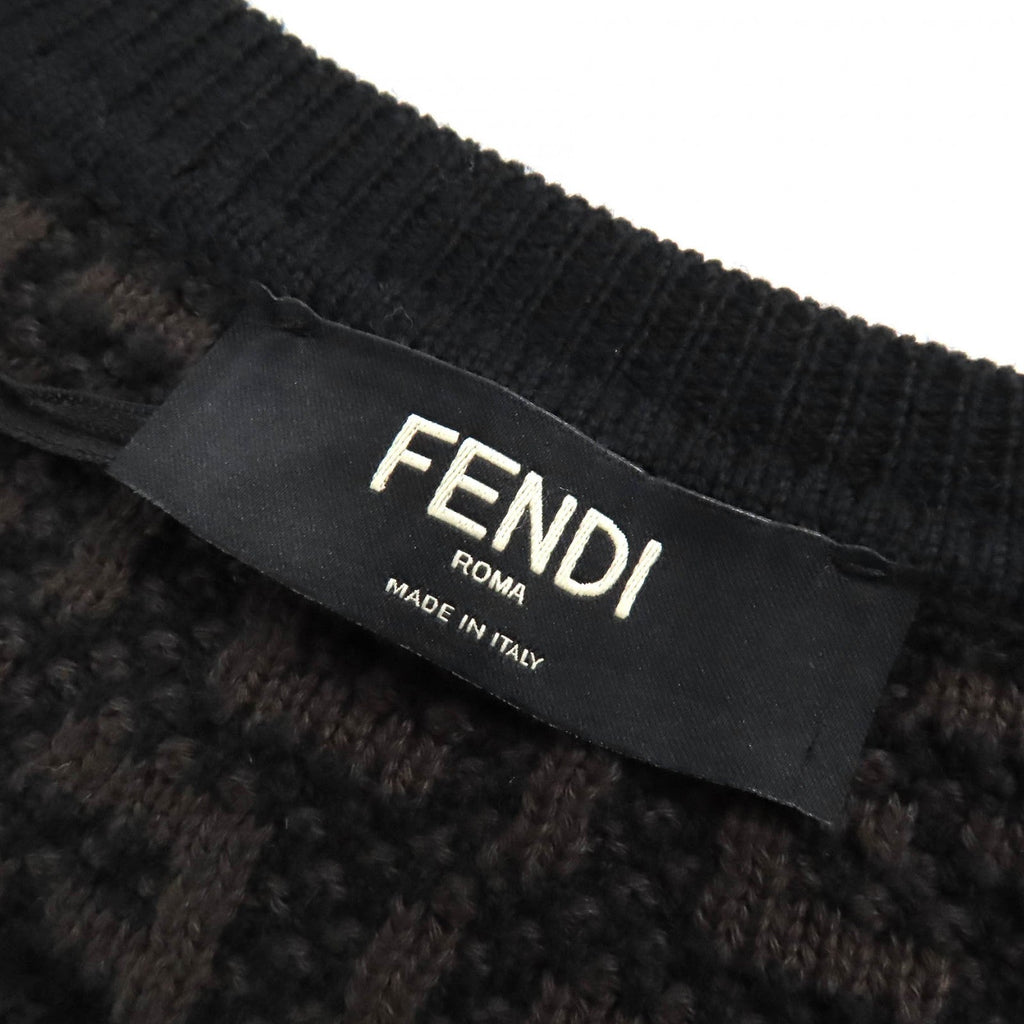 Fendi Wool Cotton Cashmere FF Logo Crew Neck Sweater