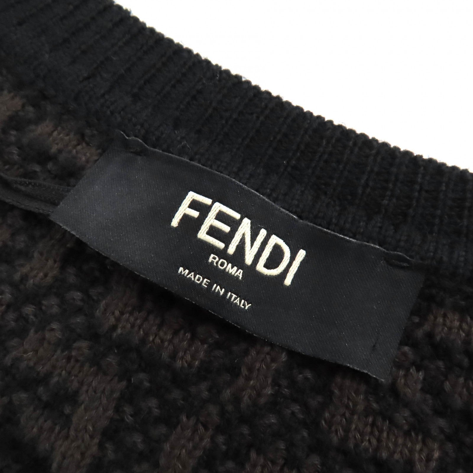 Fendi Wool Cotton Cashmere FF Logo Crew Neck Sweater