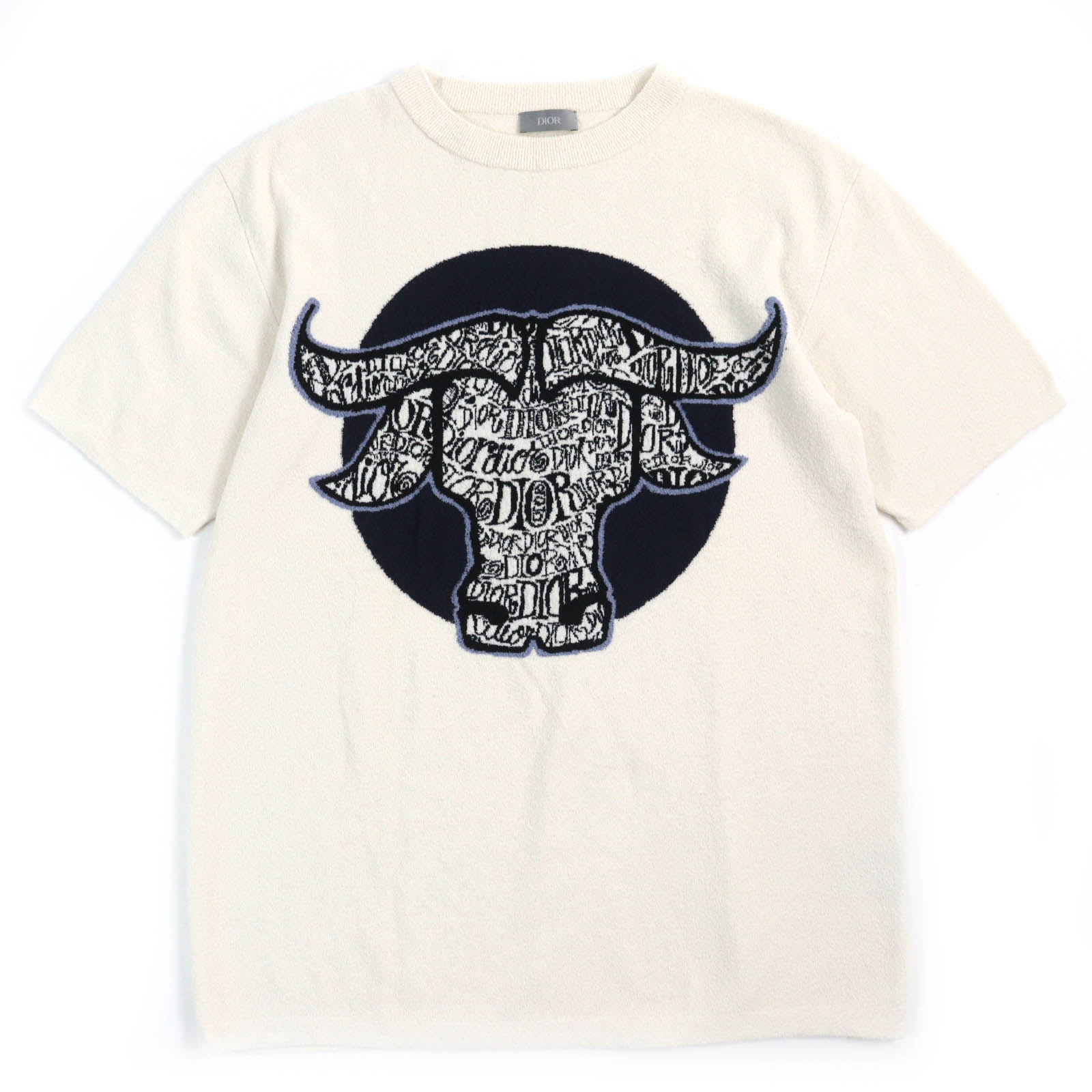 Dior Bull Embroidery Tee Ivory Navy S
