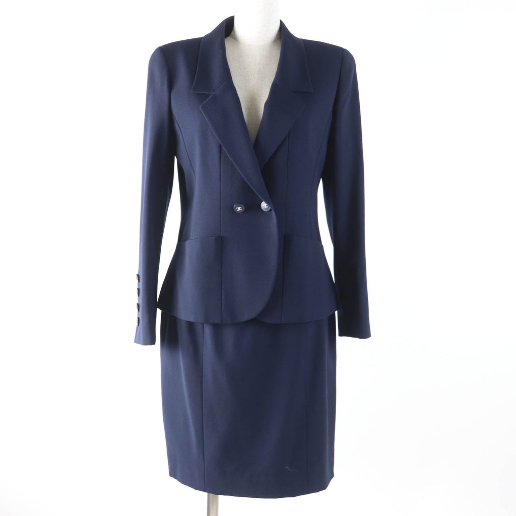 Chanel COCO Mark Button Wool 2way Jacket Skirt
