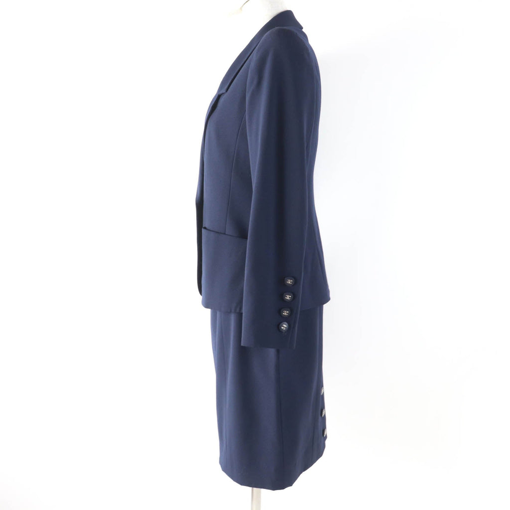 Chanel COCO Mark Button Wool 2way Jacket Skirt