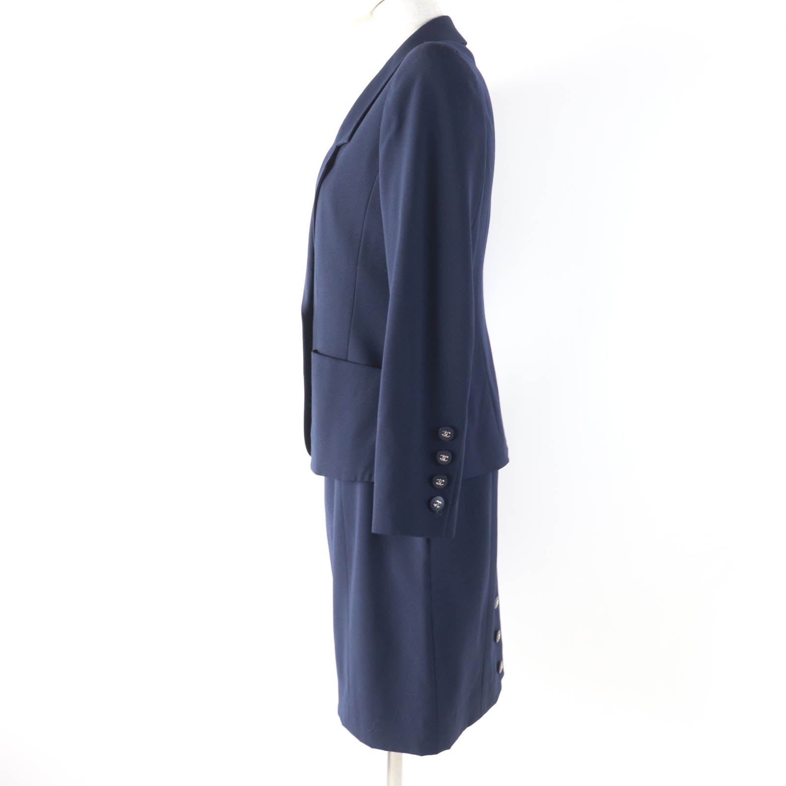 Chanel COCO Mark Button Wool 2way Jacket Skirt