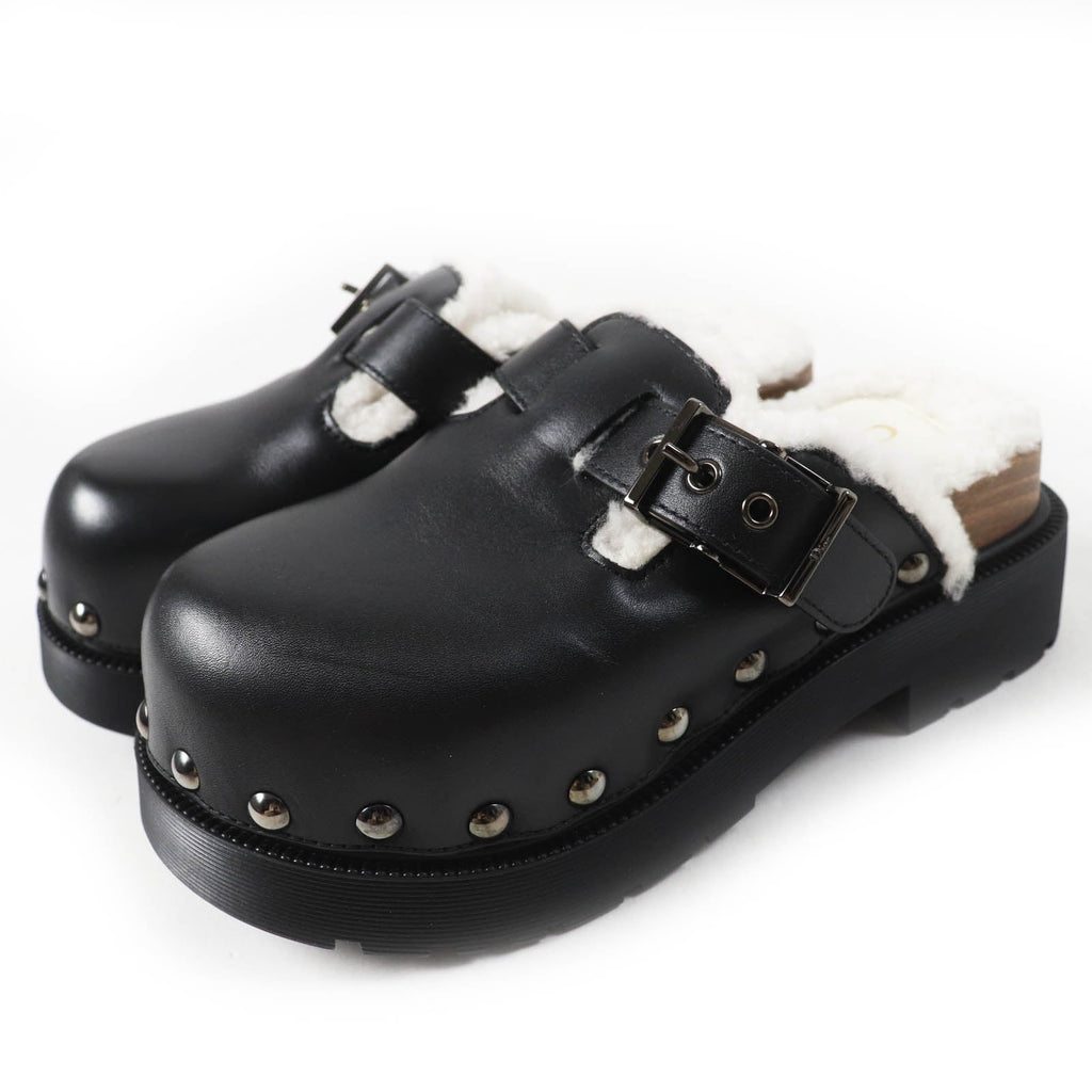 Christian Dior Diorquake Sabo Leather Mouton Sandals
