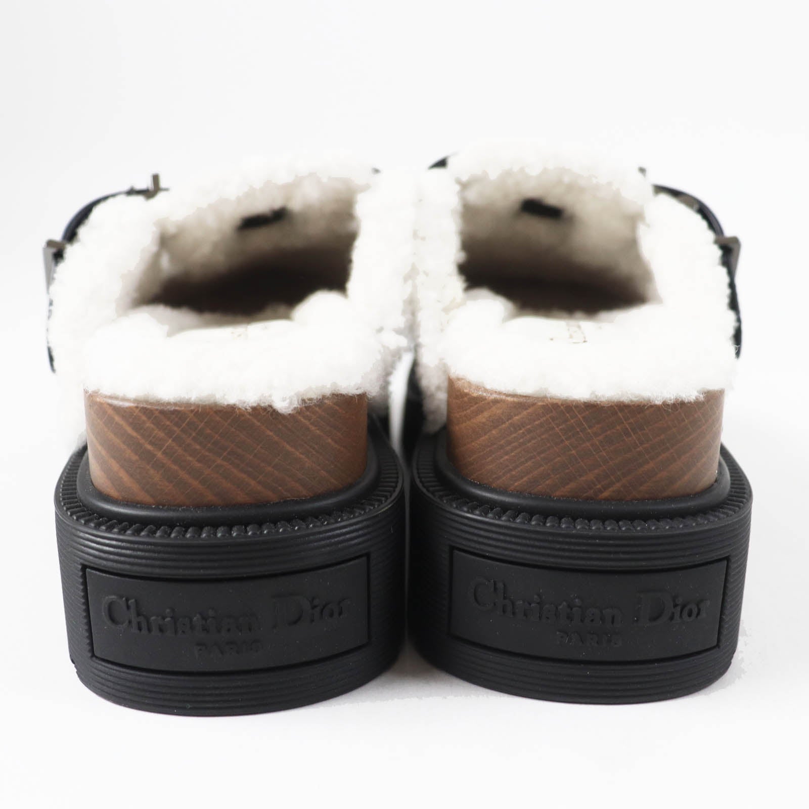 Christian Dior Diorquake Sabo Leather Mouton Sandals