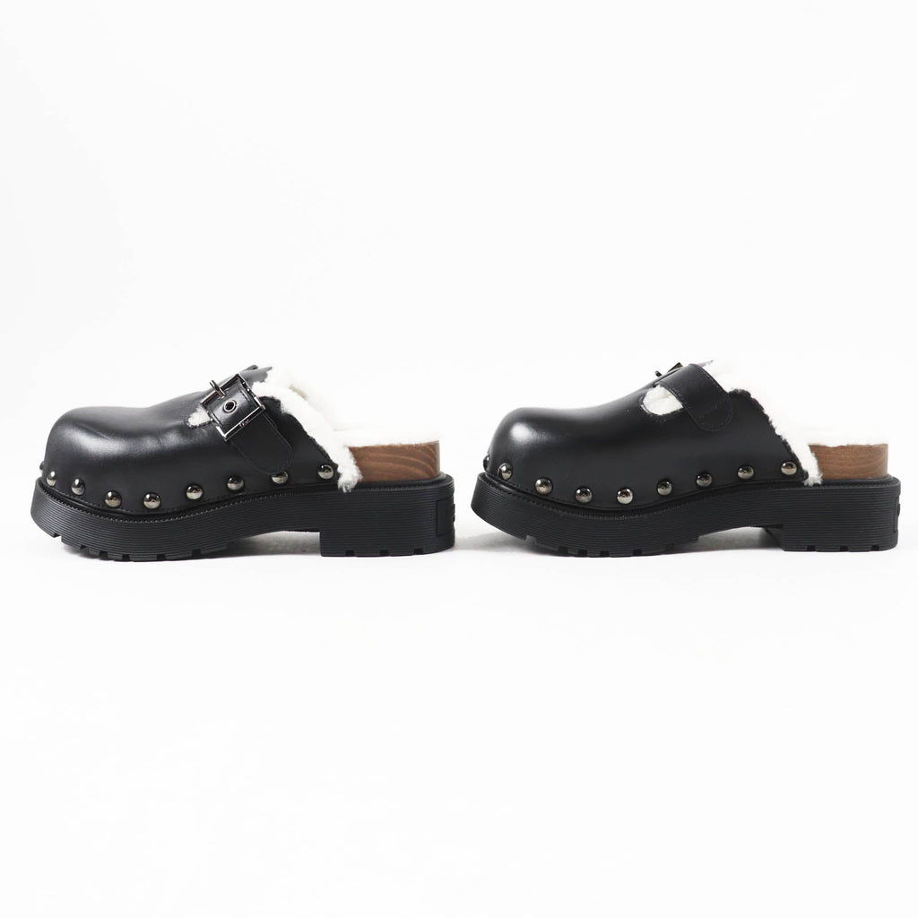 Christian Dior Diorquake Sabo Leather Mouton Sandals