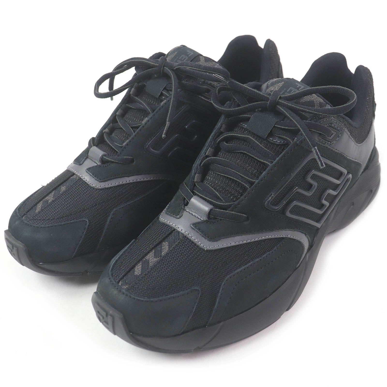 Fendi FASTER TRAINERS FF logo Zucca mesh leather sneakers
