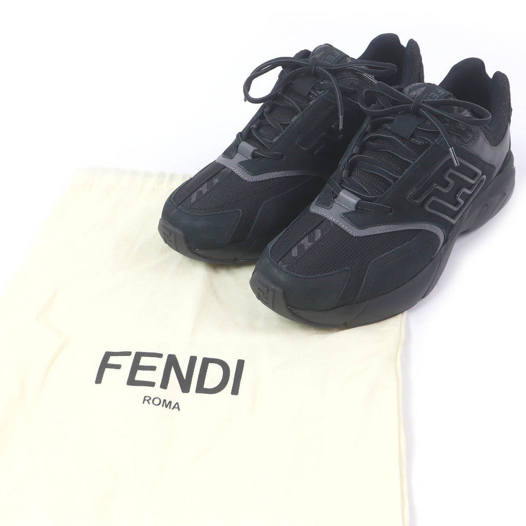 Fendi FASTER TRAINERS FF logo Zucca mesh leather sneakers