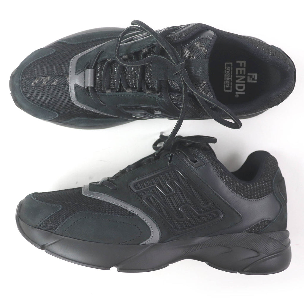 Fendi FASTER TRAINERS FF logo Zucca mesh leather sneakers