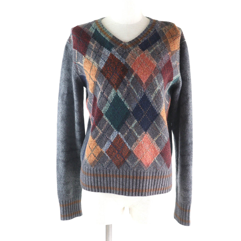 Christian Dior Bee Embroidery Argyle Pattern Cashmere Knit